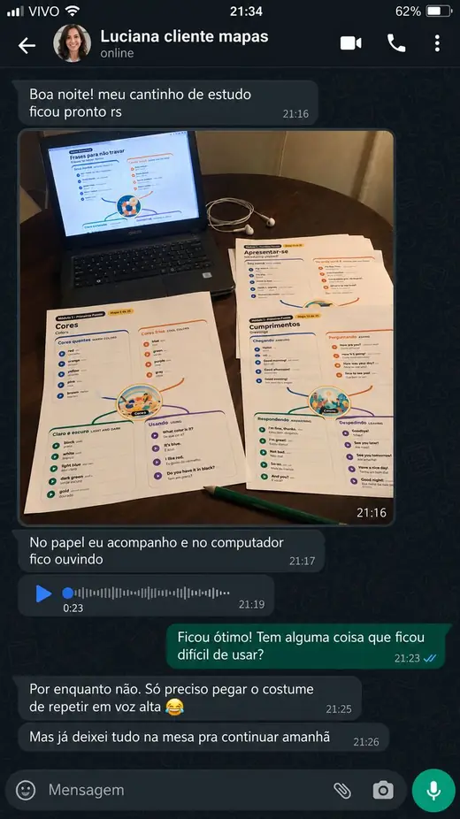 Mensagem de WhatsApp de Luciana